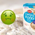 Ovesné vločky a smajl vyjadřující nevolnost